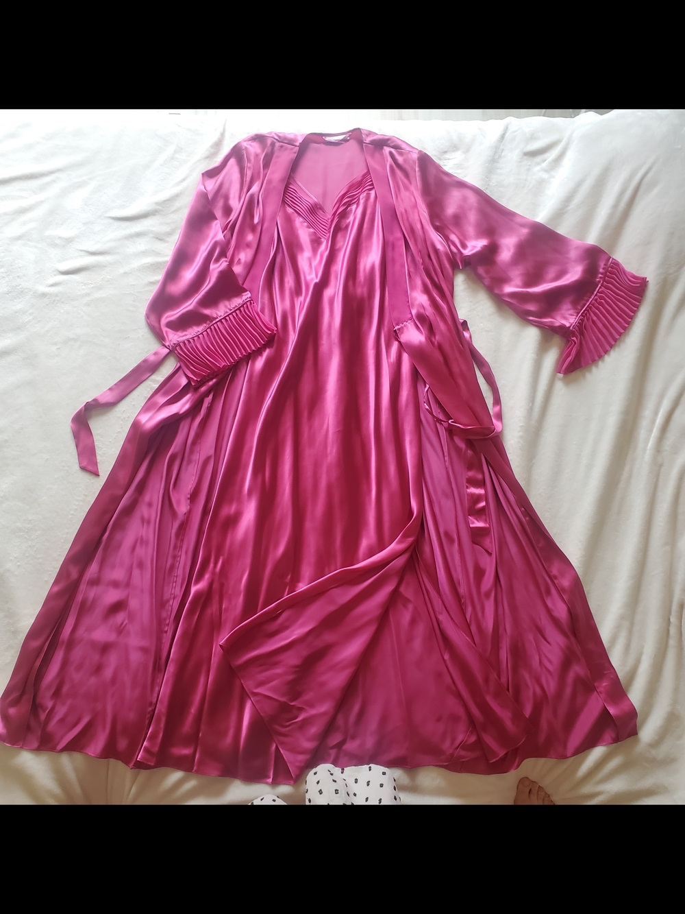 Vintage Silk Robe Set XL Valerie Stevens Pink 90s Boudoir Lingerie Lounge
